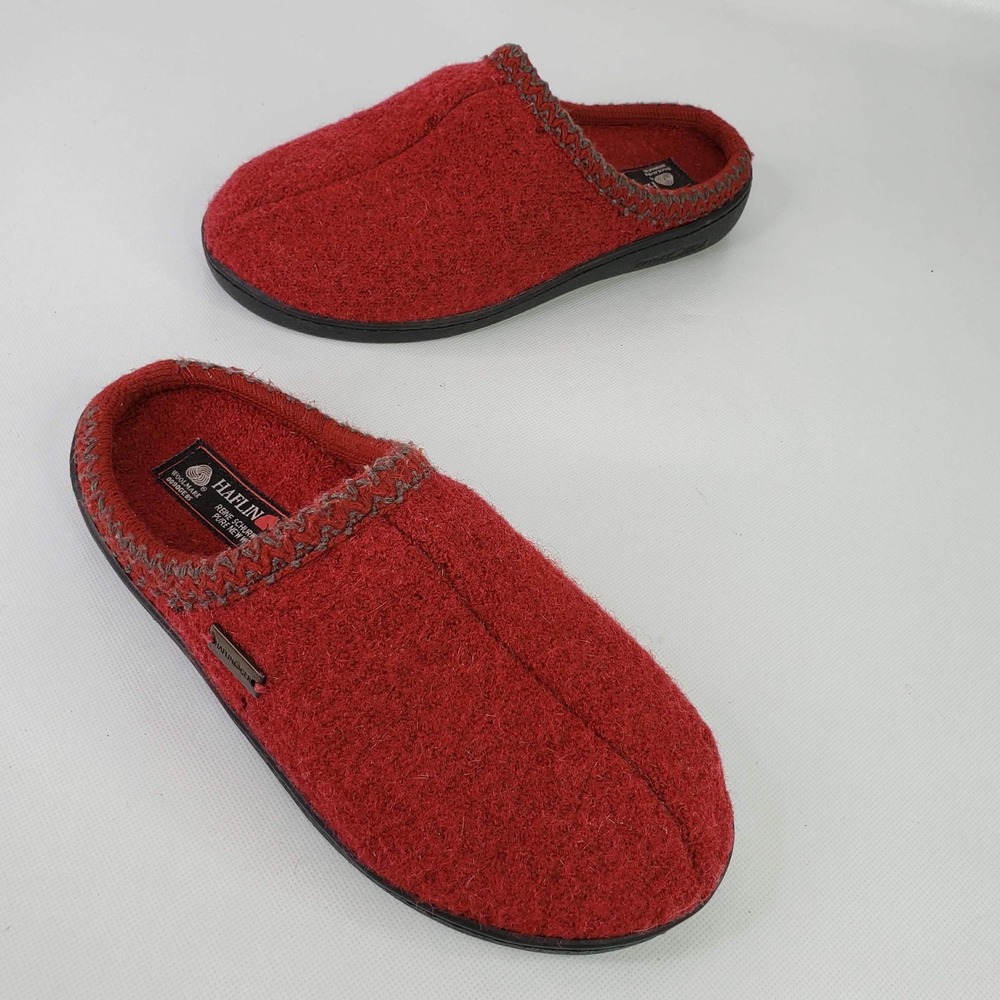 Haflinger Wool Clogs Slippers Womens 40 US 9 Red Boiled Wool Slip On Shoes